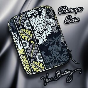 Vera Bradley Ornate Euro Baroque Tablet Sleeve Black Gray White Yellow